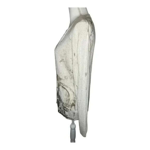 ZARA Women’s Large Abstract Print‎ Tie V-Neck Sweater - Picture 2 of 5